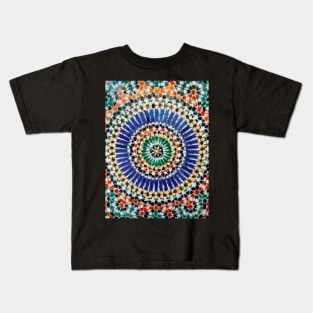 Moroccan tiles with geometric shapes oil painting Kids T-Shirt